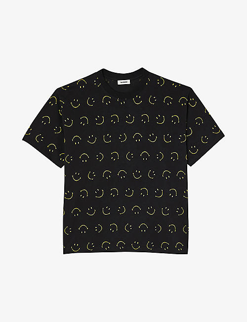 SANDRO: Smiley® face-print organic-cotton T-shirt