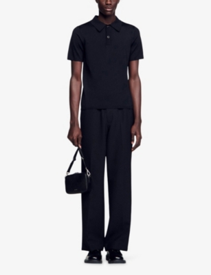 SANDRO: Slightly-Shiny Stretch-Woven Polo-Shirt