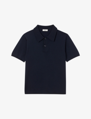 Sandro Pablo Stretch-woven Polo-shirt In Noir / Gris