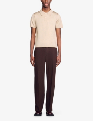 SANDRO: Slightly-Shiny Stretch-Woven Polo-Shirt