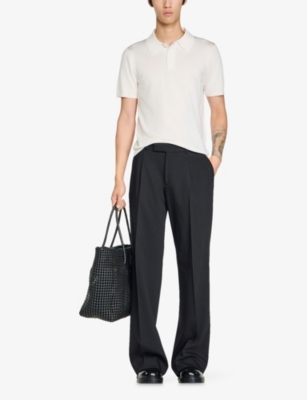 SANDRO: Slightly-Shiny Stretch-Woven Polo-Shirt
