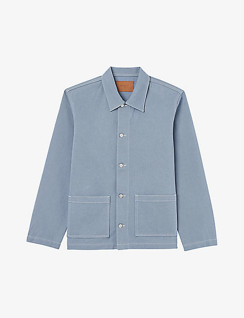 SANDRO: Patch-pocket organic-cotton canvas worker jacket