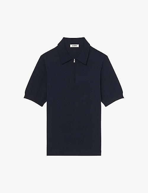 SANDRO: Zipped stretch-woven polo shirt