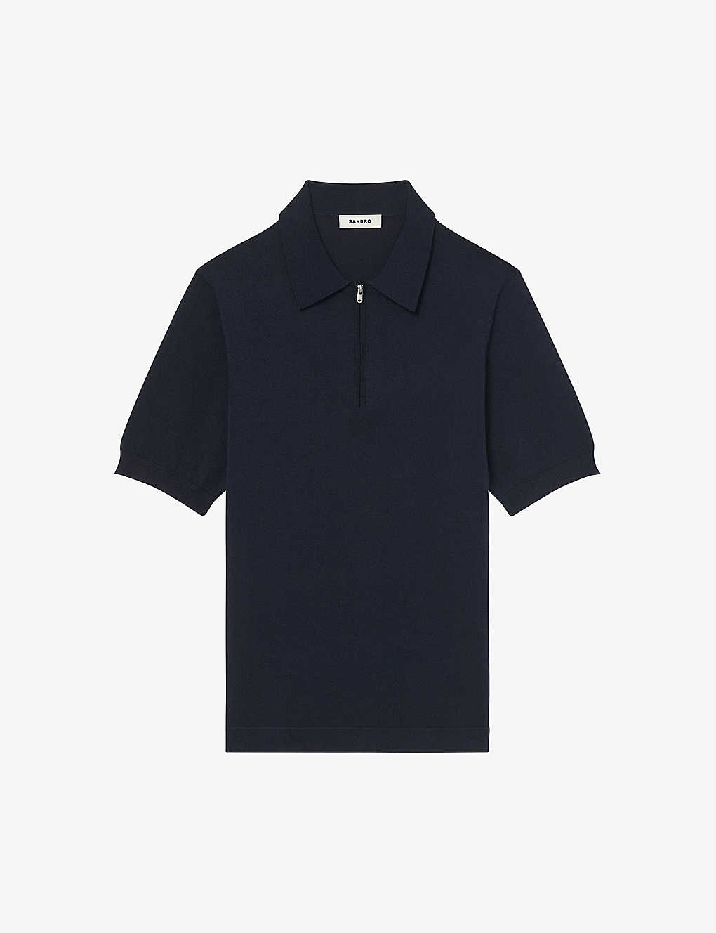 Sandro Pablo Zipped Stretch-woven Polo Shirt In Blue