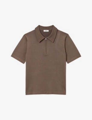 Sandro Mens Bruns Pablo Zipped Stretch-woven Polo Shirt
