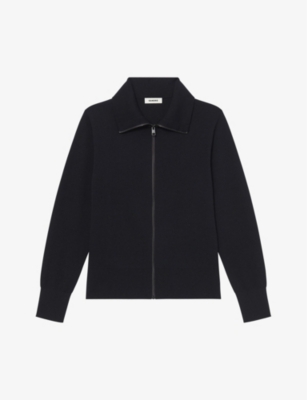 SANDRO: Zip-up trucker-style wool cardigan