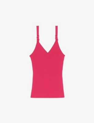 Sandro Logan V-neck Knitted Top In Roses