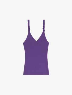 Sandro Logan V-neck Knitted Top In Violets