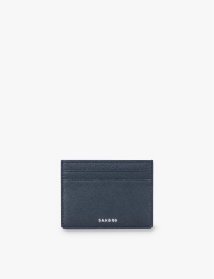 Sandro Textured Logo-embossed Cardholder In Bleus