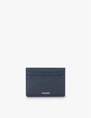 SANDRO SANDRO BLEUS LOGO-EMBOSSED TEXTURED-LEATHER CARD HOLDER,52248147