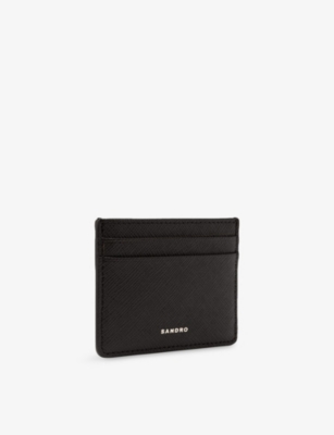 Sandro Textured Logo-embossed Cardholder In Noir / Gris