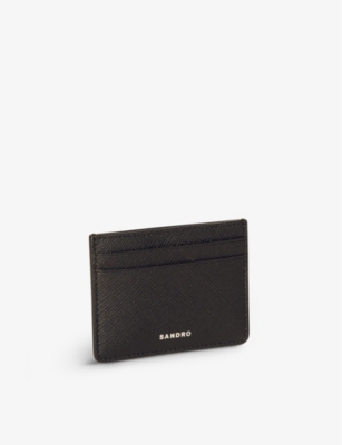 SANDRO: Logo-embossed textured-leather card holder
