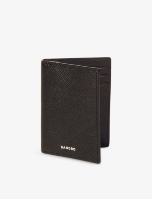 SANDRO: Logo-embossed leather card holder