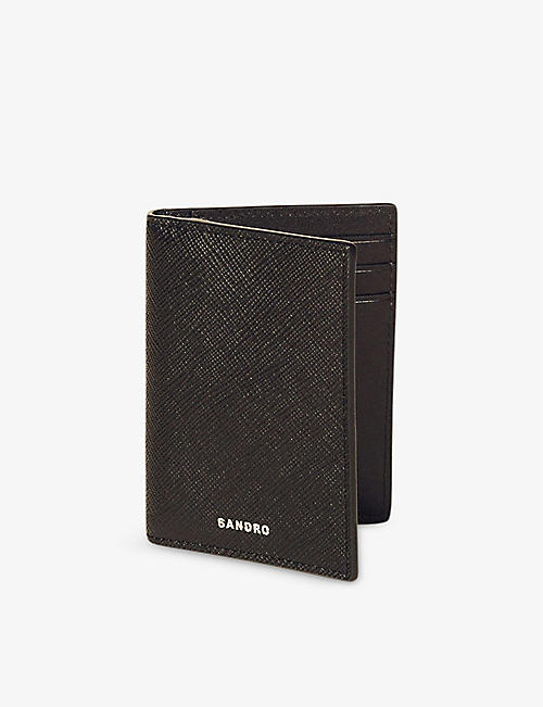 SANDRO: Logo-embossed leather card holder