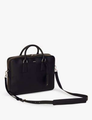 Sandro Mens Noir / Gris Downtown Large Leather Briefcase