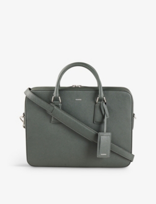 Sandro Large Downtown Leather Briefcase In Verts