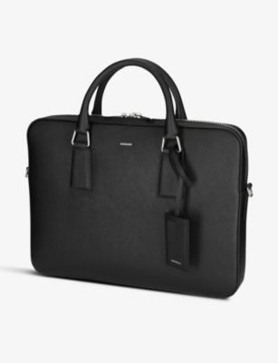 SANDRO: Logo-embossed slim leather briefcase