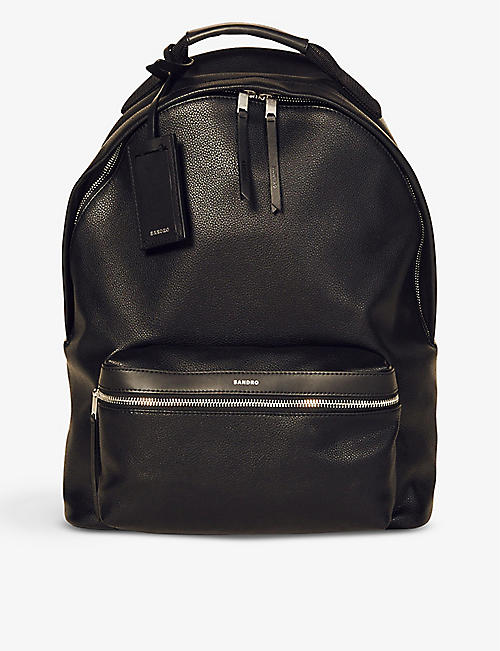 SANDRO: Logo-stamp coated recycled-canvas backpack