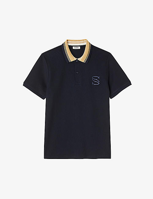 SANDRO: Logo-embroidered organic-cotton polo shirt