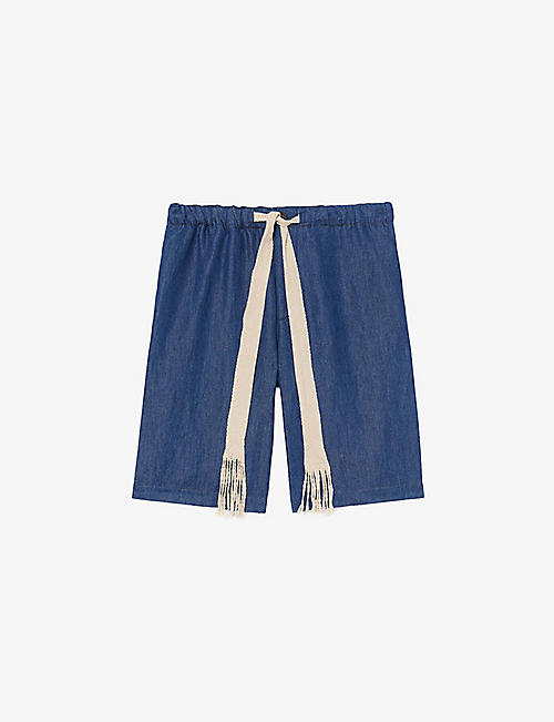 SANDRO: Elasticated cotton-linen blend shorts