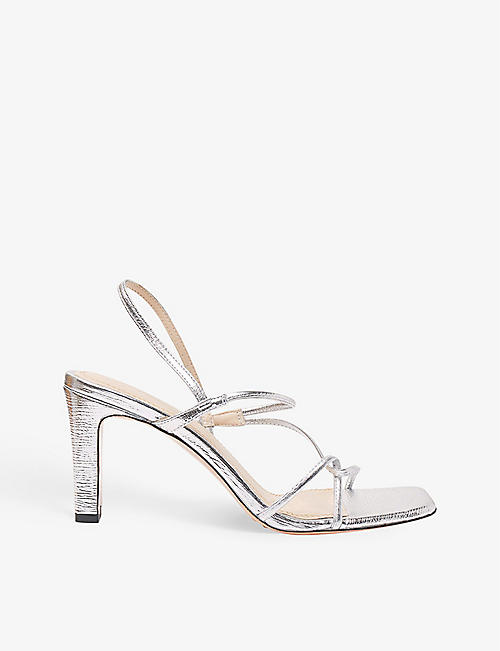 SANDRO: Faye metallic leather heeled sandals