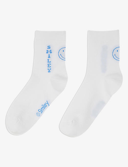 SANDRO: Tilio Smiley cotton-blend socks