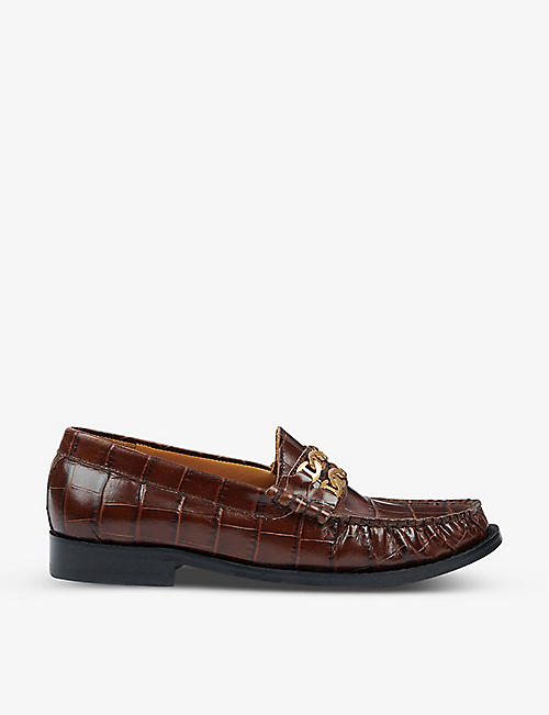 SANDRO: Max chain-trim leather loafers
