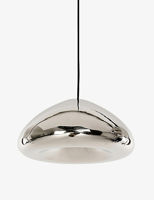 TOM DIXON: Void polished steel pendant light 30cm x 15cm