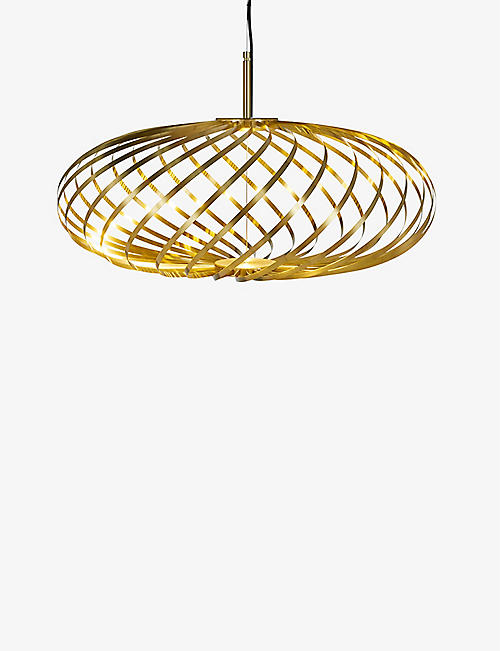 TOM DIXON: Spring hanging stainless steel and brass ceiling light 295cm