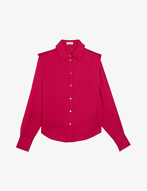 CLAUDIE PIERLOT: Cajou padded-shoulder stretch-recycled polyester blouse