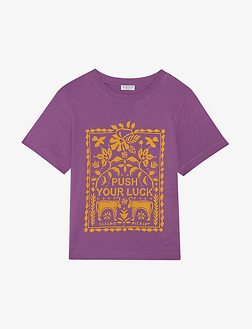 CLAUDIE PIERLOT: Spread Love graphic-print woven T-shirt