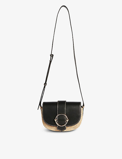 CLAUDIE PIERLOT: Asko leather and wicker saddle bag