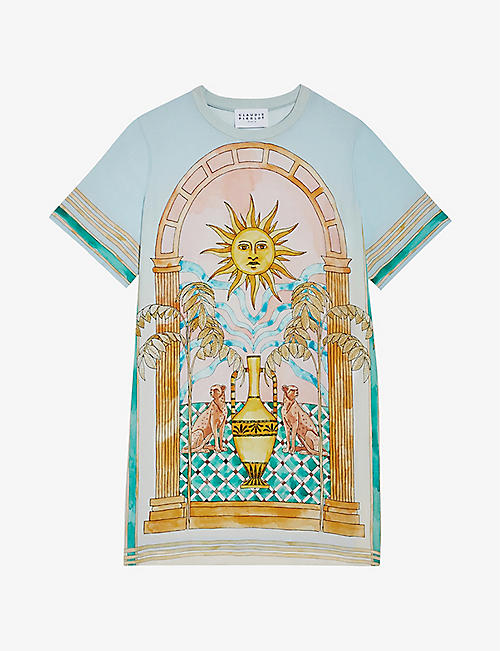 CLAUDIE PIERLOT: Graphic-print cotton-blend mini T-shirt dress