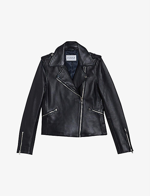 CLAUDIE PIERLOT: Classic biker-collar leather jacket