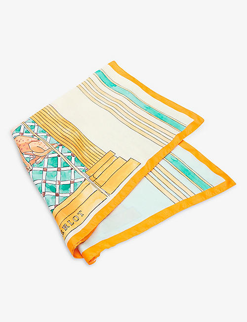 CLAUDIE PIERLOT: Tarot graphic-print silk scarf