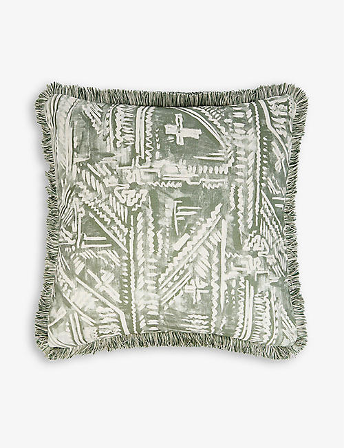 SOHO HOME: Helford abstract-print woven cushion 47cm x 47cm