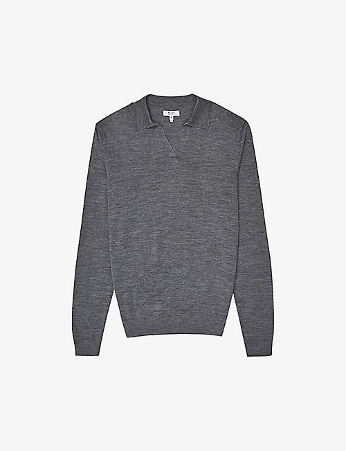 REISS: Milburn open-collar wool polo shirt