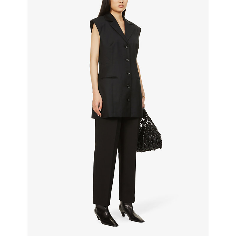 Shop The Frankie Shop Frankie Shop Women's Black Bea High-rise Tapered Stretch-twill Trousers