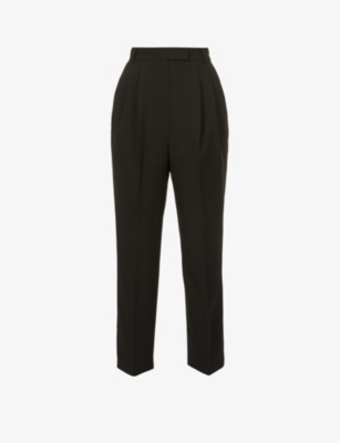 Shop The Frankie Shop Frankie Shop Women's Black Bea High-rise Tapered Stretch-twill Trousers