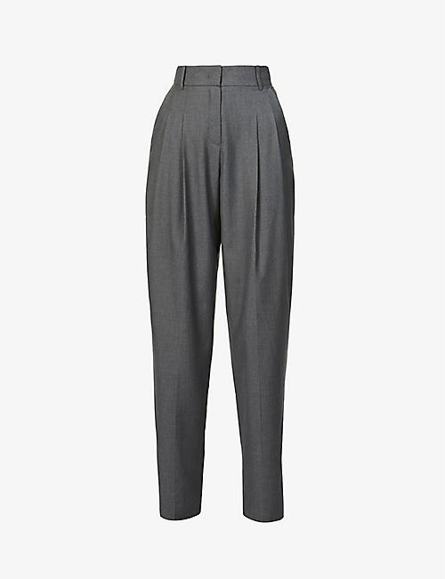 FRANKIE SHOP: Gelso high-rise pleated woven trousers