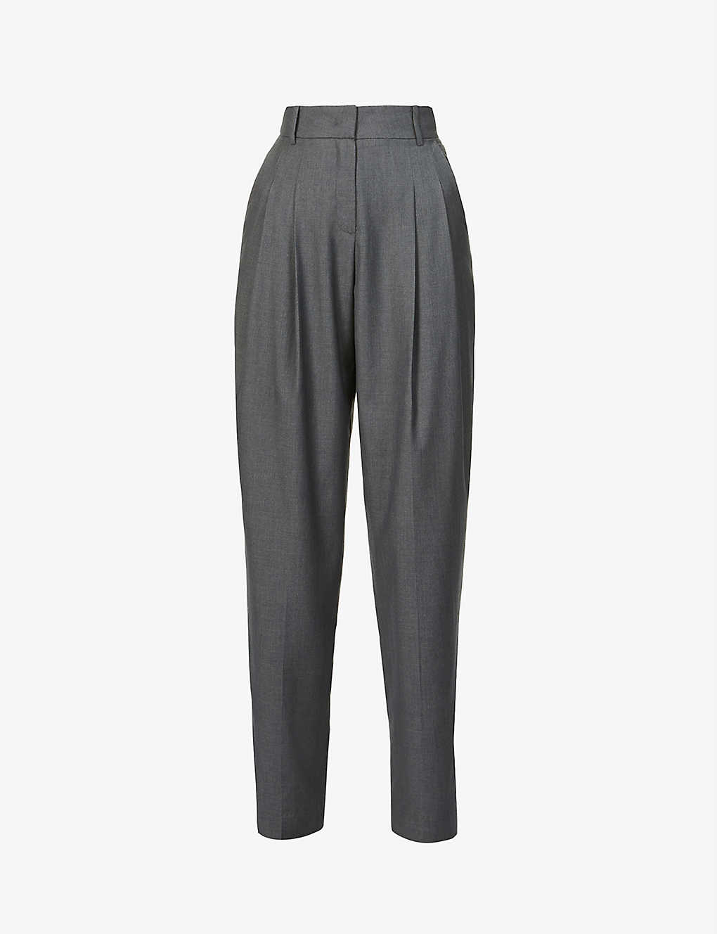 The Frankie Shop Gelso High-rise Pleated Woven Trousers In Grey
