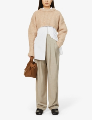 FRANKIE SHOP: Gelso high-rise pleated woven trousers