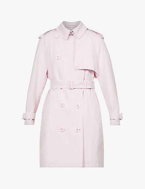 BURBERRY: Belted double-breasted cotton and linen-blend trench coat