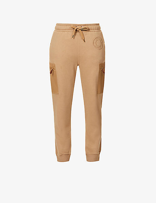 BURBERRY: Logo-embroidered jersey jogging bottoms