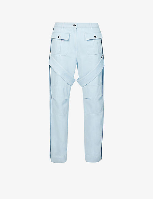 BURBERRY: Amelia straight-leg mid-rise cotton and linen-blend trousers