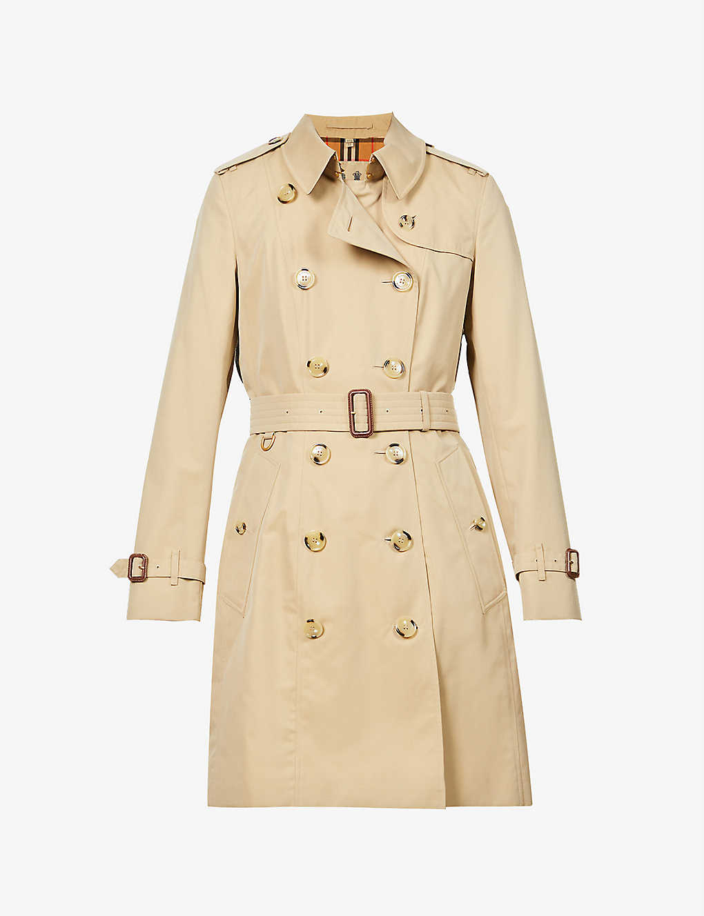 Burberry Womens Honey The Chelsea Heritage Double-breasted Cotton-twill Trench Coat In Tan