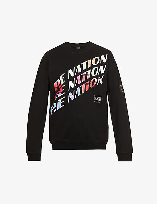 P.E NATION: Check Mark logo-print organic-cotton sweatshirt