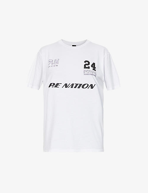 P.E NATION: Knock Down brand-print organic-cotton T-shirt