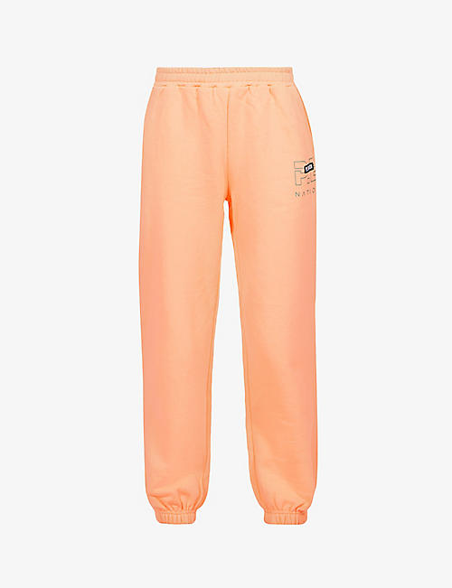P.E NATION: Grand Stand tapered-leg mid-rise organic-cotton jogging bottoms
