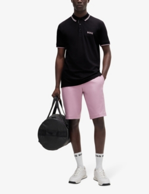 BOSS: Logo-embroidered 3D-stripe stretch cotton-blend polo shirt